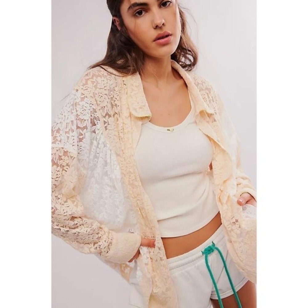 Intimately Free People All Day Lace House Shirt NWT Ivory White XS